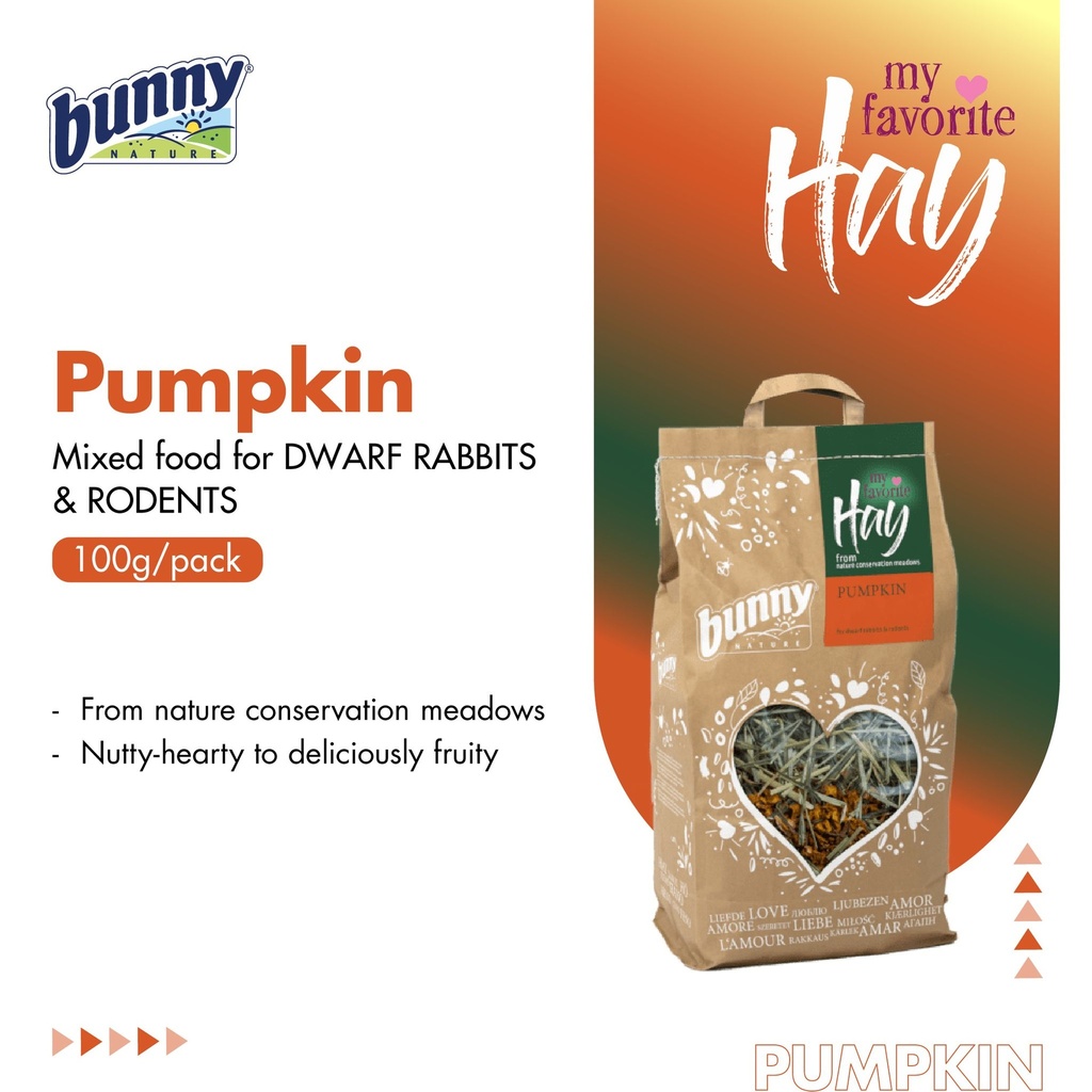 Bunny My Favorite Hay Pumkin For Dwarf Rabbits and Rodents 100g
