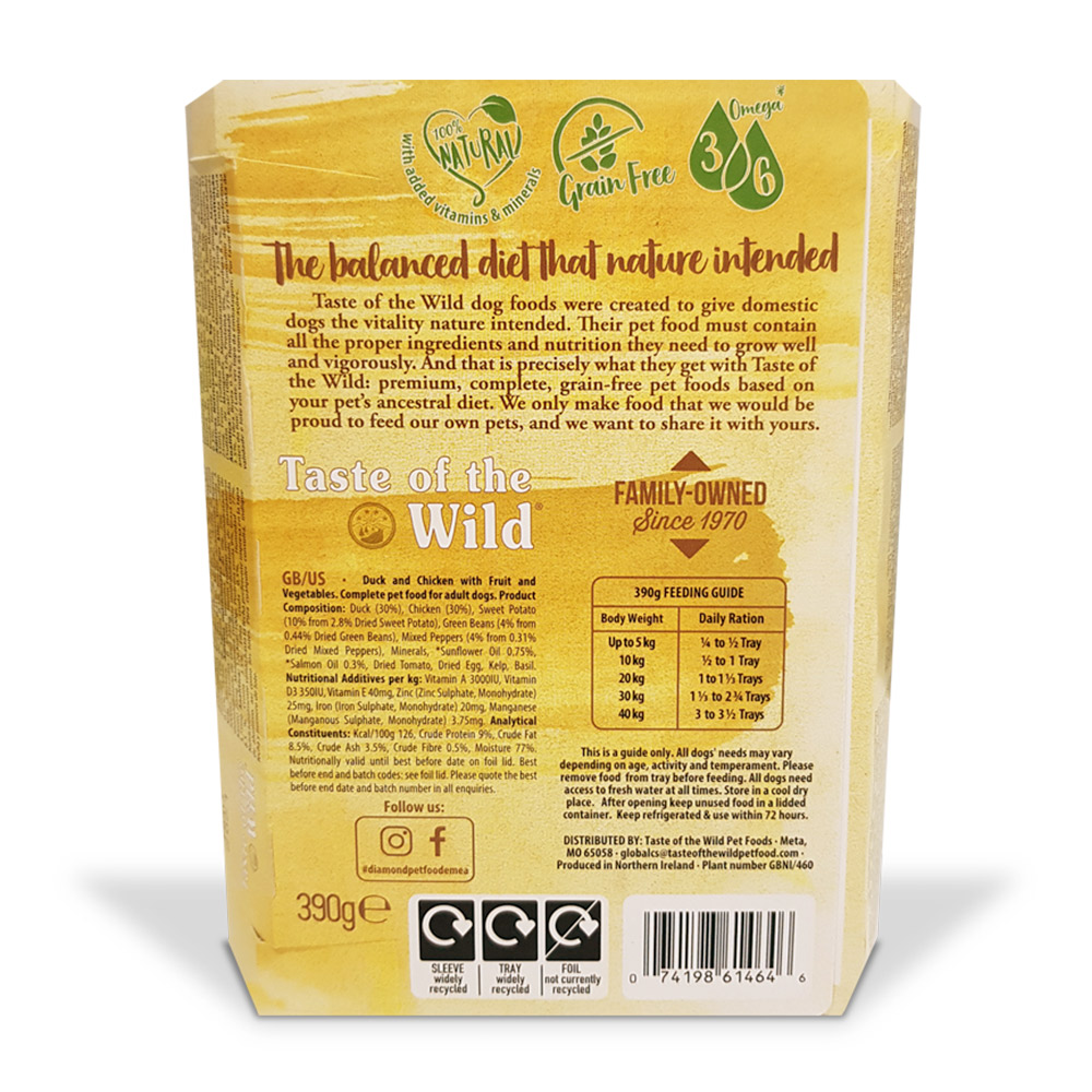 Taste Of The Wild Duck And Chicken Tray In Pate 390g