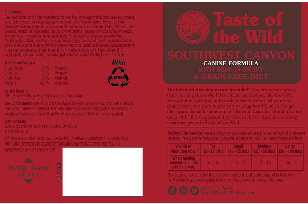 Taste of the Wild Southwest Canyon with Beef in Gravy