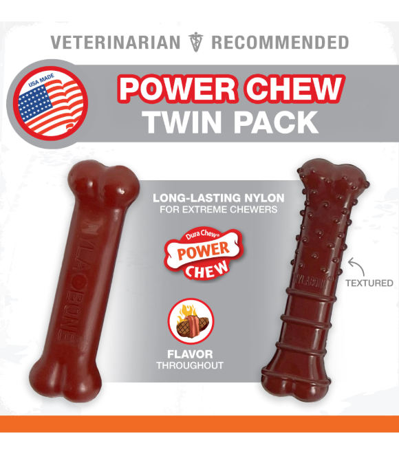 Nylabone Basted Bone Wolf Chew Dog Toy Small 2pk