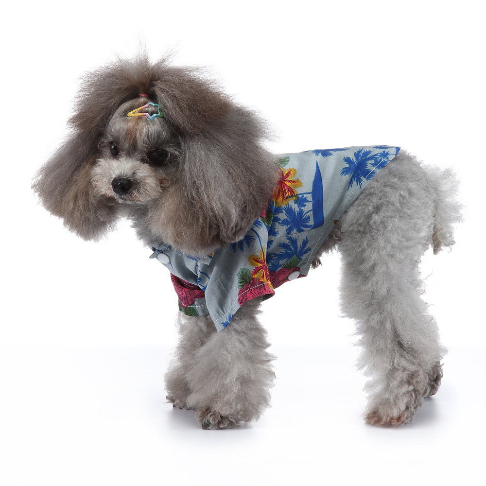 Pets.Love.Earth Hawaiian Summer Shirt White &amp; Blue