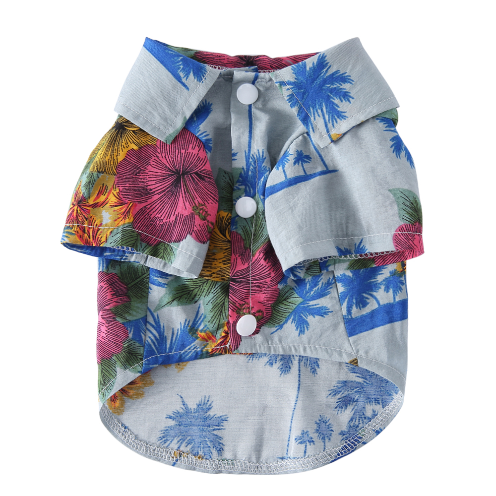 Pets.Love.Earth Hawaiian Summer Shirt White &amp; Blue
