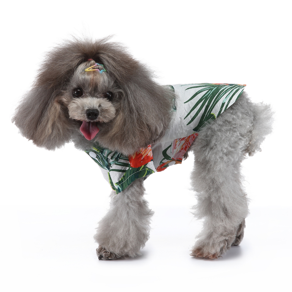 Pets.Love.Earth Hawaiian Summer Shirt White &amp; Green