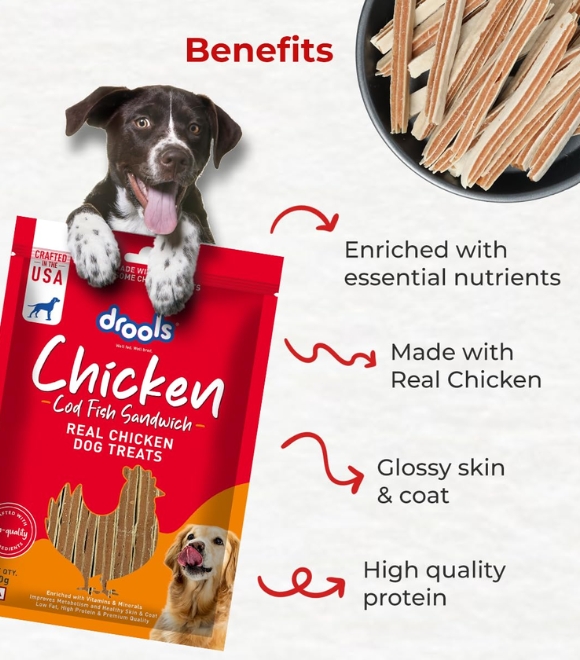 Drools Cod Fish Sandwich Dog Treats 70g