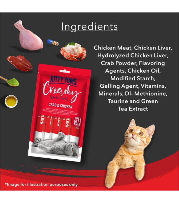 Kitty Yums Creamy Treats – Crab &amp; Chicken 5 Sticks