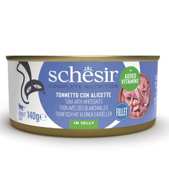 Schesir Cat Can Tuna with Whitebaits in Jelly 140g