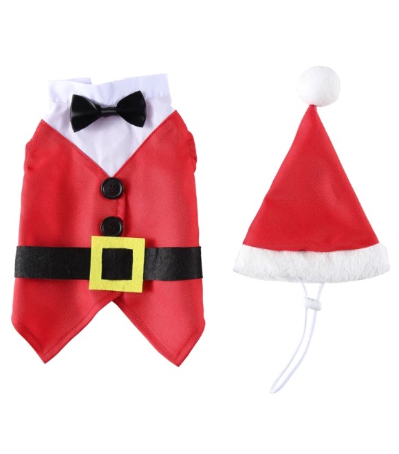 Pets.Love.Earth Christmas dress suit (2 pieces of hat + clothes)