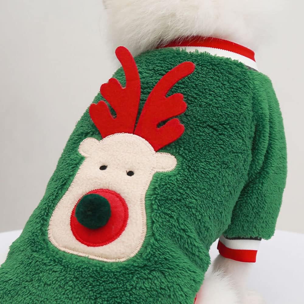 Pets.Love.Earth Coral Fleece Elk Dog Sweater Outing Cat Two-legged Clothes Green