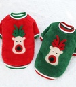Pets.Love.Earth Coral Fleece Elk Dog Sweater Outing Cat Two-legged Clothes Red
