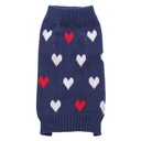 Pets.Love.Earth Sweater Blue with Red &amp; White Hearts