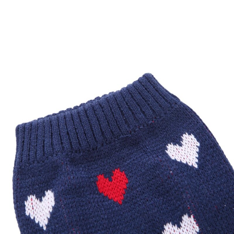 Pets.Love.Earth Sweater Blue with Red &amp; White Hearts