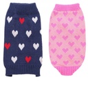 Pets.Love.Earth Sweater Blue with Red &amp; White Hearts