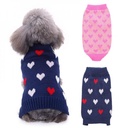 Pets.Love.Earth Sweater Blue with Red &amp; White Hearts