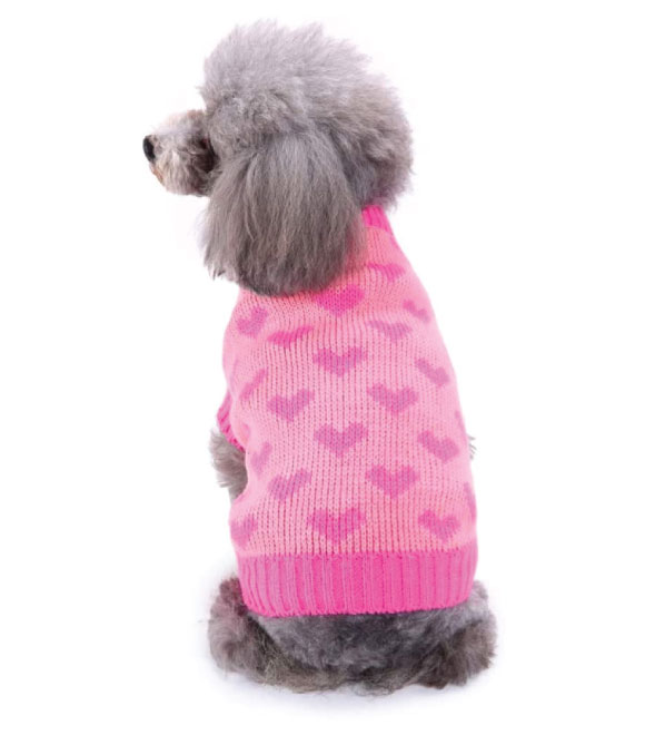 Pets.Love.Earth Love Sweater Pink with Pink Hearts