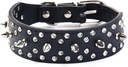 Casual Canine Leather Deluxe Spiked Dog Collar 29-inch Black