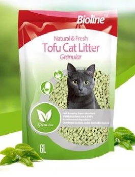 Bioline Natural and Fresh Tofu Cat Litter Granular Green Tea Flavor 6ltr