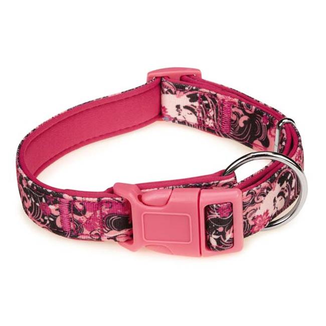 Casual Canine Neoprene Collar, 10 to 16-Inch, Pink Floral