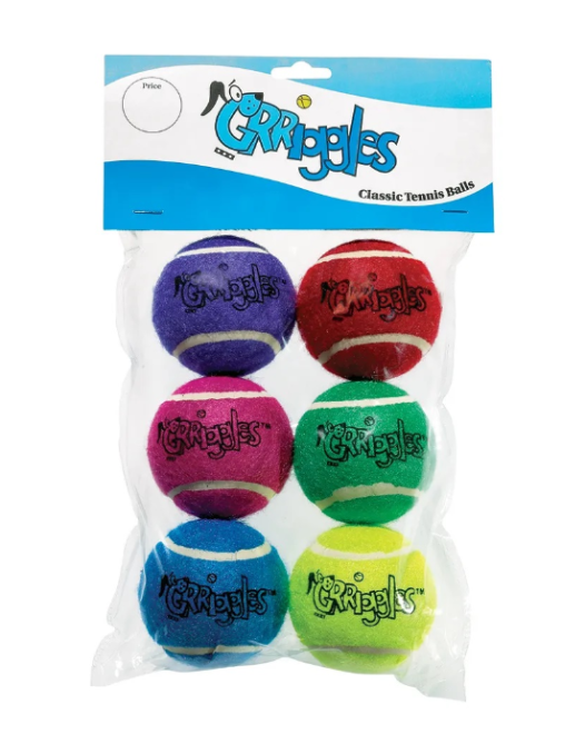Grriggles Classic Tennis Balls Dog Toy 6pk