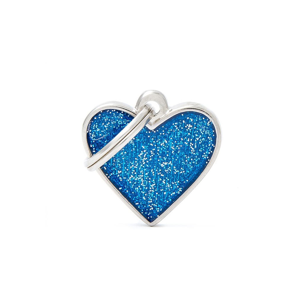 My Family Shine ID Tag - Glitter Heart Blue