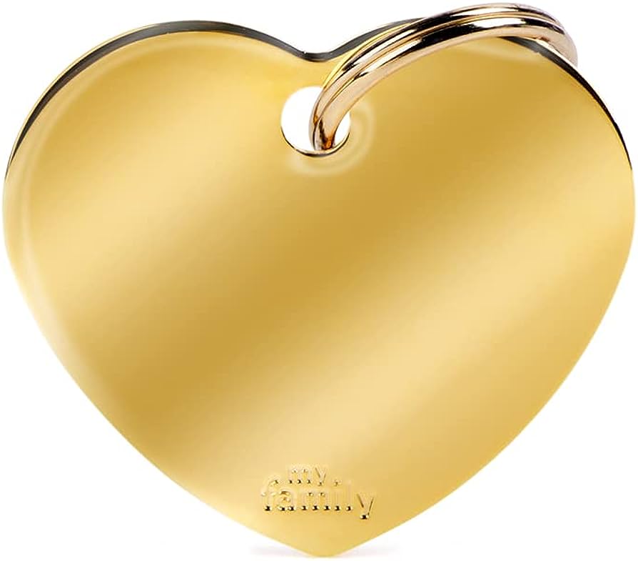 My Family Basic ID Tag -  Big Heart 24kt Gold Plated