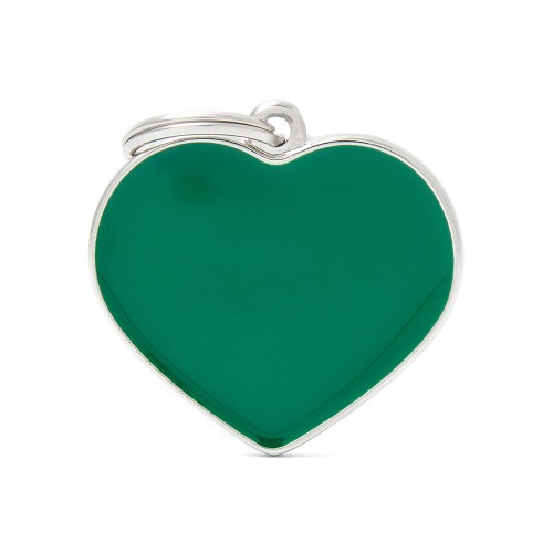 My Family Handmade ID Tag - Green Big Heart