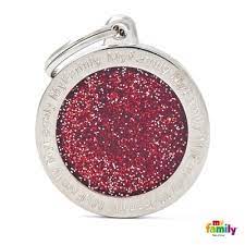 My Family Shine ID Tag - Glitter Circle Red BIG