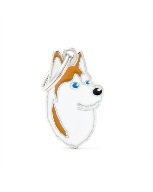 My Family Friends ID Tag - Red and White Seberian Husky