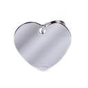 My Family Basic ID Tag -  Big Heart Chrome-Plated Brass