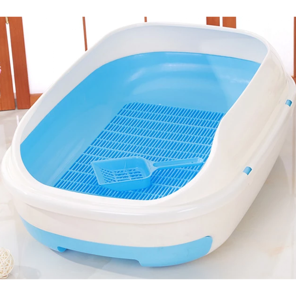 Pets.Love.Earth Cat Litter Pan Filter Base With Rim  &amp; Trey Blue 25x18x10
