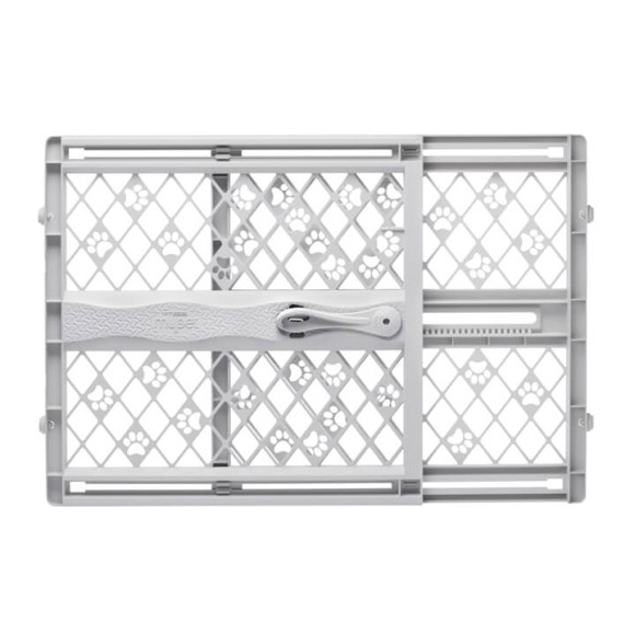 North States MyPet Portable Petgate Paw Print &amp; Bone Light Gray Medium