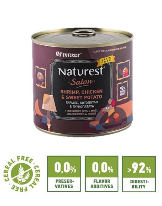 Pet Interest Naturest Salon Shrimp,chicken & Sweet Potato 600g Can