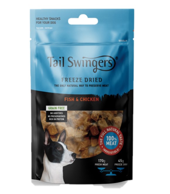 Pet Interest Tail Swingers Freeze Dried Fish & Chicken Dog Treat 45g