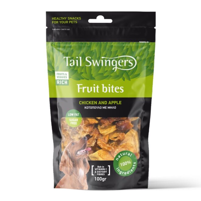 Pet Interest Tail Swingers Fruit Bites Chicken and Apple 100g
