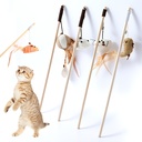 Pets.Love.Earth Wooden Teaser With Linen &amp; Feather