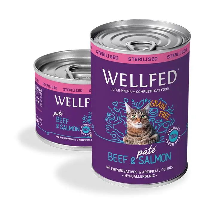Pet Interest Wellfed Adult Beef and Salmon 200g Can For Cats