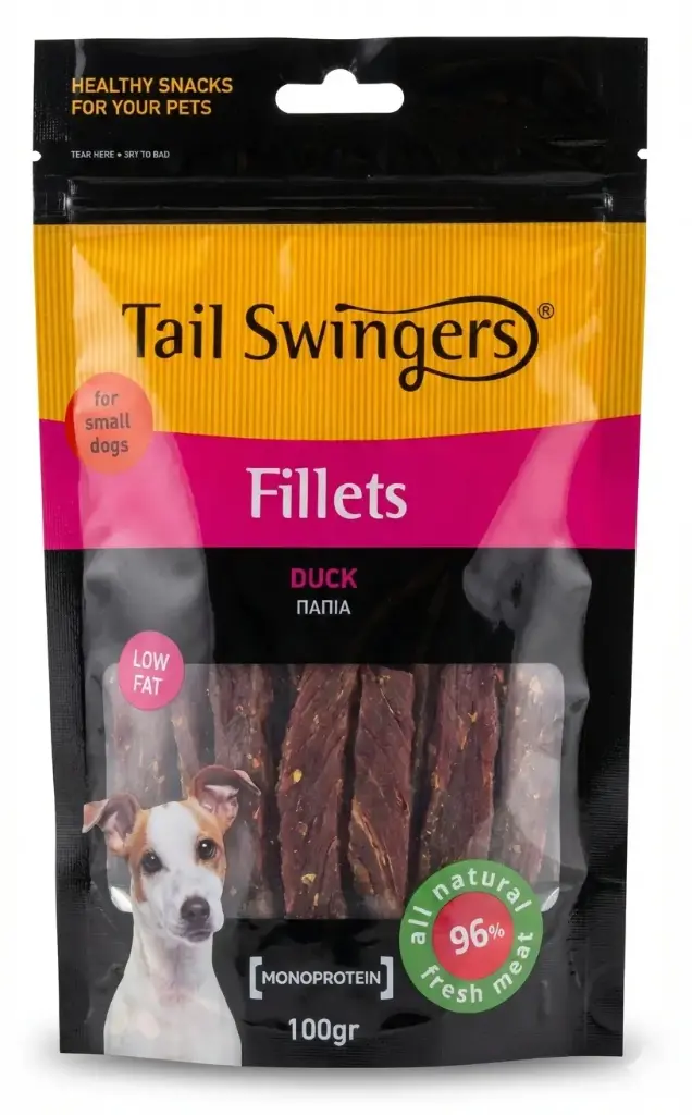 Pet Interest Tail Swingers Fillets Duck Slice Small Bites 100g