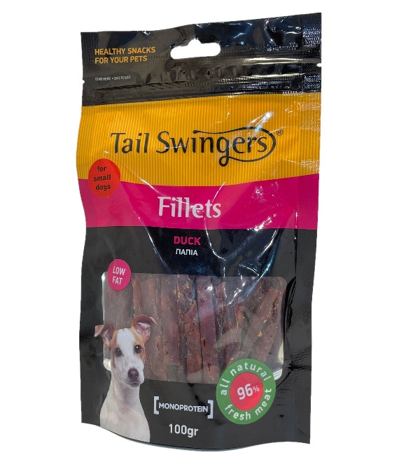 Pet Interest Tail Swingers Fillets Duck Slice Small Bites 100g