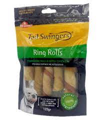 Pet Interest Tail Swingers Ring Rolls Porkhide Rolls With Duck 120g