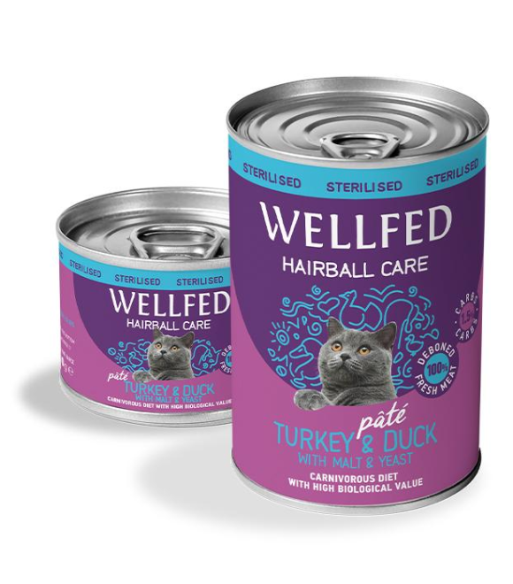 Pet Interest Wellfed Turkey and Duck Hairball Care Can 200g for Cats