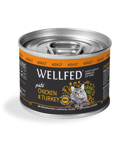 [5206819014336] Pet Interest Wellfed Adult Chicken and Turkey With Salmon Oil and Taurinr 200g Can
