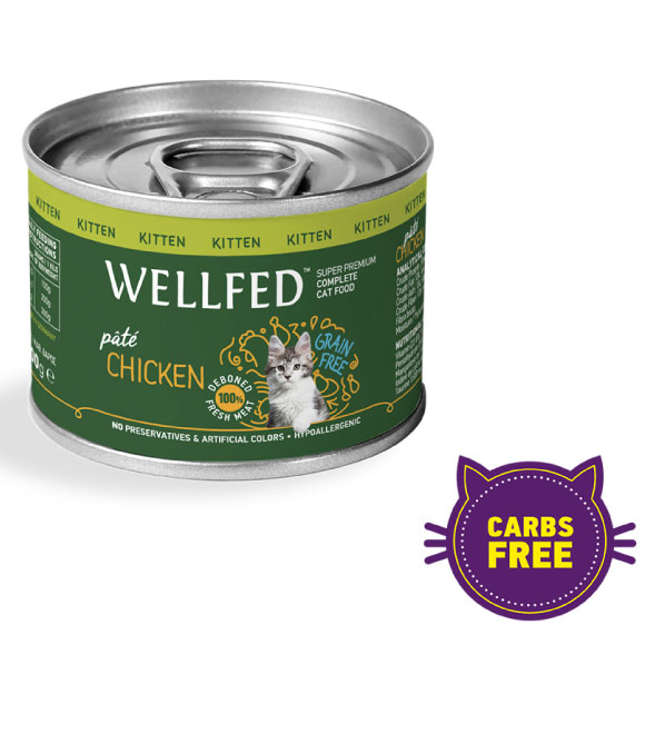 Pet Interest Wellfed Kitten Chicken and Salmon With Salmon Oil 200g Can