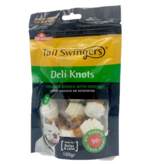 Pet Interest Tail Swingers Deli Knots Chew Knot Red Rawhide Bones With Chicken 100g