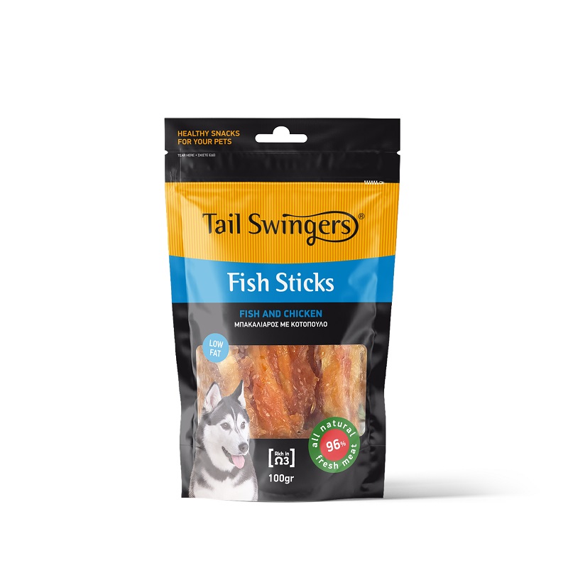 Pet Interest Tail Swingers Fish Sticks Fish And Chicken 100g