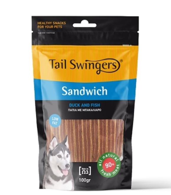 Pet Interest Tail Swingers Sandwich Duck And Fish 100g
