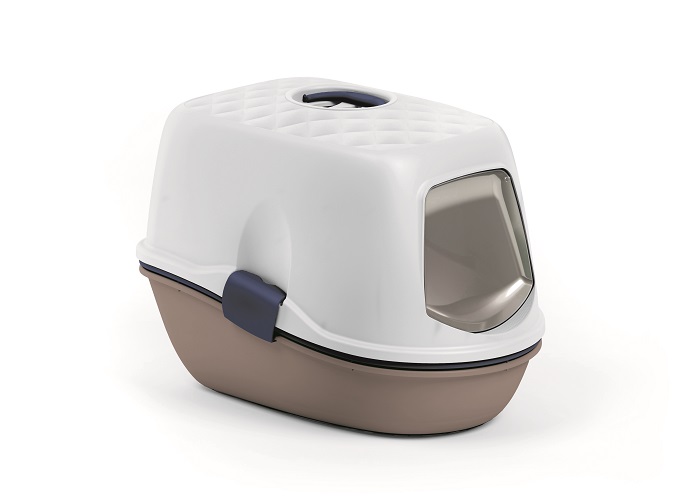 Stefanplast Cat Toilet Furba Top Chic Light Dove Grey-Navy Blue-White 58.5x39.4x42.7h Cm