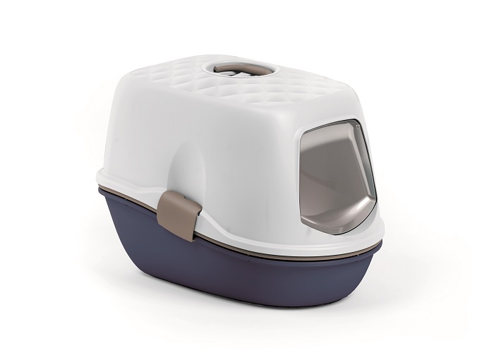 Stefanplast Cat Toilet Furba Top Chic Navy Blue-Light Dove Grey-White 58.5x39.4x42.7h Cm