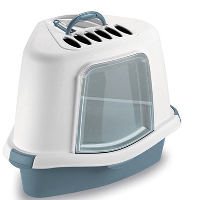 Stefanplast Cat Toilet Sprint Corner Plus Steel Blue/White 40x54x40h Cm