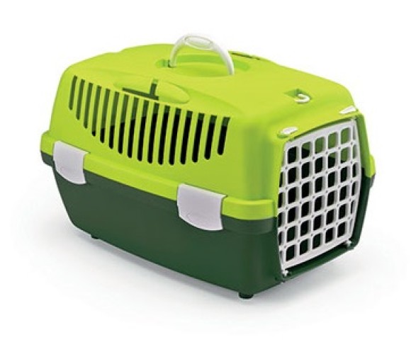 Stefanplast Pet Carrier Gulliver 1 With Plastic Door Lime Green/Pine Green Cm 48x32x31h