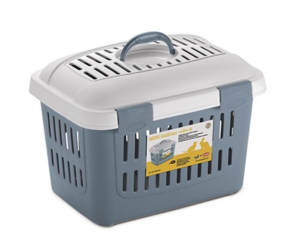 Stefanplast Pet Carrier Midi Gulliver Steel Blue/White 45x33x33h Cm