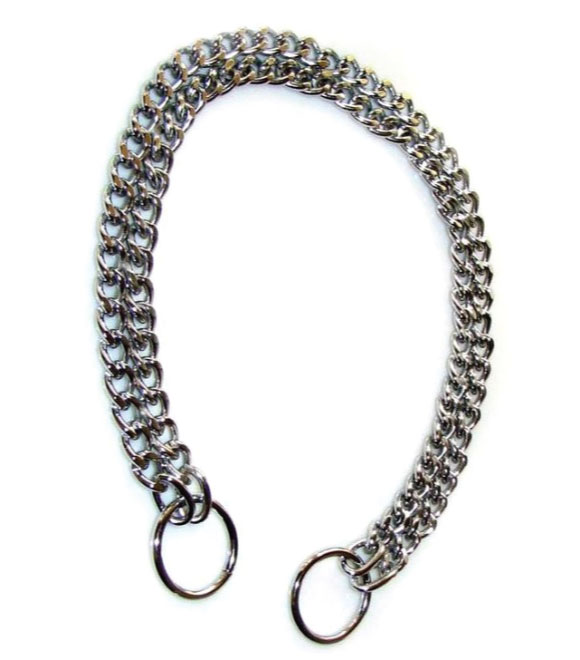 Trixie Choke chain triple row, strain relief, chrome, 45 cm/2.5 mm